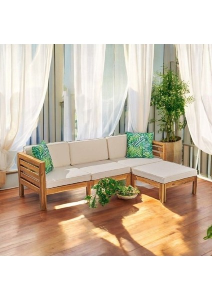 Prime Masif Kayın Ahşap Bahçe Balkon Sehpasız Köşe Takımı Meşe modelleri