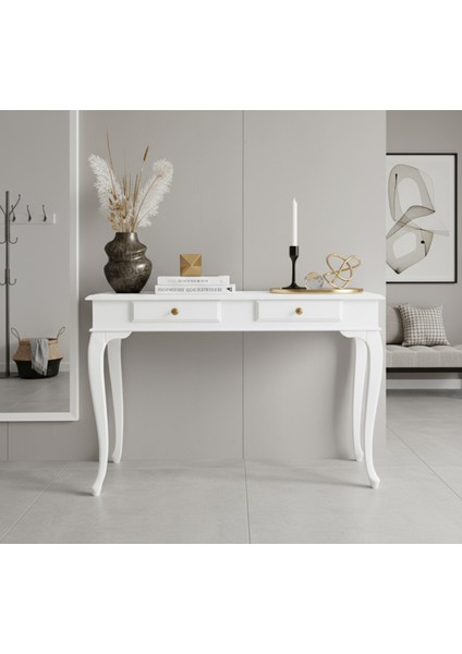 Mobilya 110 cm Masif Çekmeceli Lükens Beyaz Dresuar