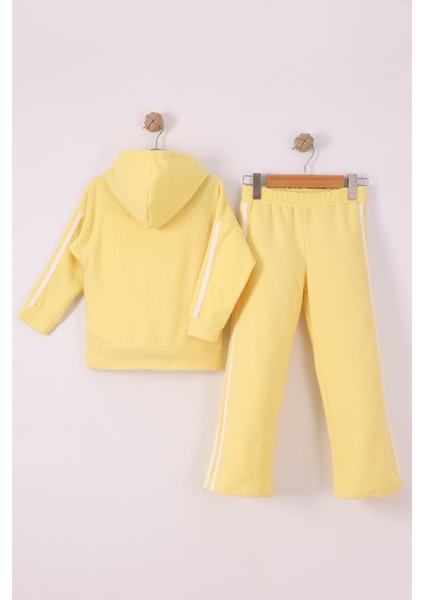 Kız Çocuk Çiçek Baskılı Ipli Şeritli Pantolon Fitilli Polar Takım fiyatları