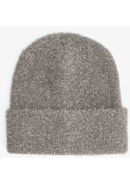 Gri Matilda Simli Yumuşak Dokulu Bere