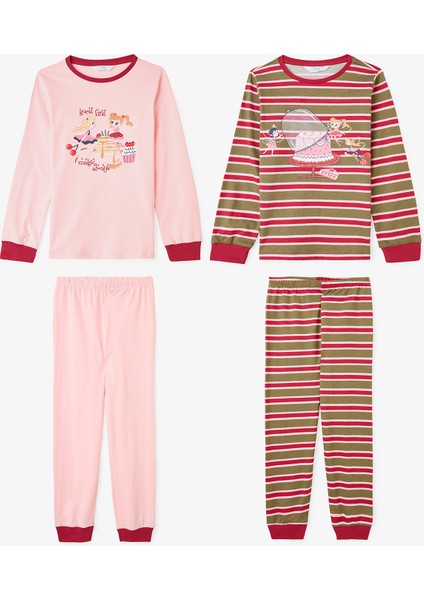 Gül Kurusu Kız Çocuk Guest First Peri Desenli Pamuklu 2'li Pijama Takımı