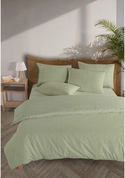 Line %100 Pamuk Ranforce Akay Yeşil Ipliği Boyalı Nevresim Takımı Tek Kişilik - 160X220 cm