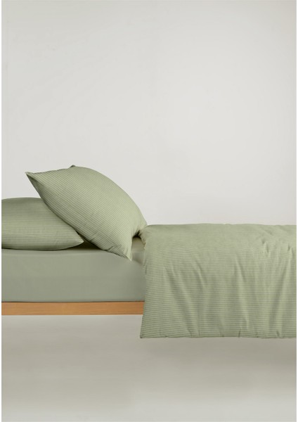 Line %100 Pamuk Ranforce Akay Yeşil Ipliği Boyalı Nevresim Takımı Tek Kişilik - 160X220 cm fırsatları