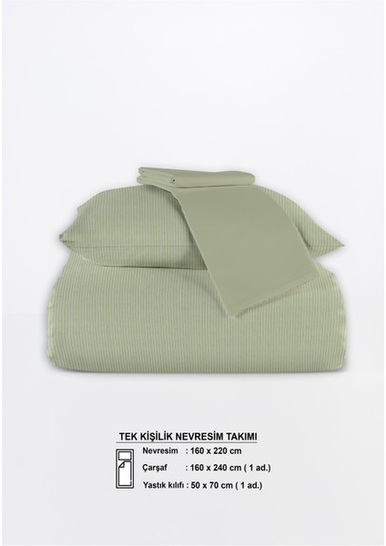 Line %100 Pamuk Ranforce Akay Yeşil Ipliği Boyalı Nevresim Takımı Tek Kişilik - 160X220 cm indirimleri