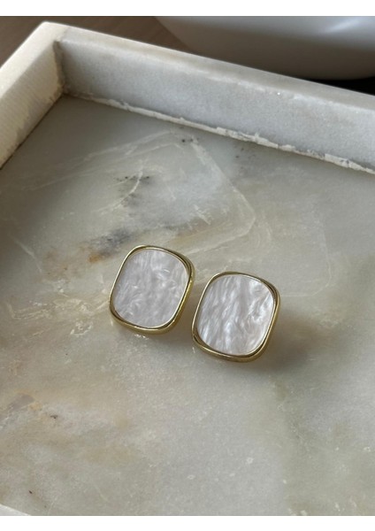 Renda Özel Seri Mermer Taş Küpe Gold modelleri