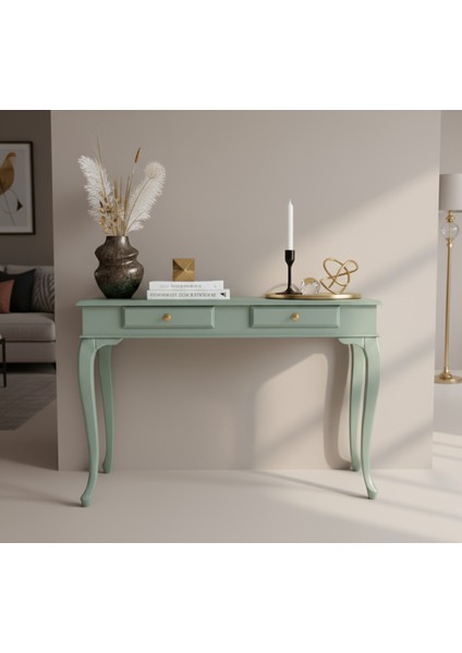 110 cm Masif Çekmeceli Lükens Su Yeşili Dresuar