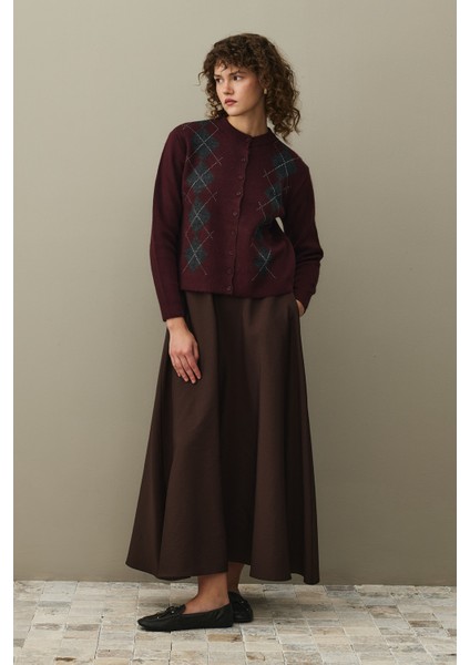 Baklava Desenli Hırka Bordo fiyatları