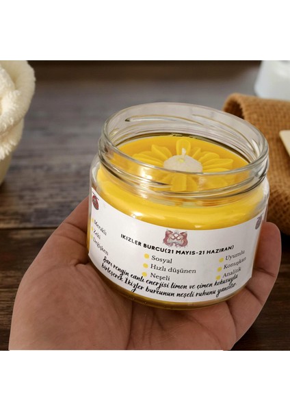 Ikizler Burcu Kokulu Mum – Sarı Soya Wax El Yapımı Limon & Çimen Cam Kavanoz Mum modelleri