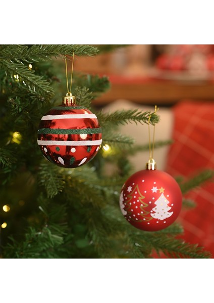 New Year Yılbaşı Reddish 4 Parça Ağaç Süsü Seti