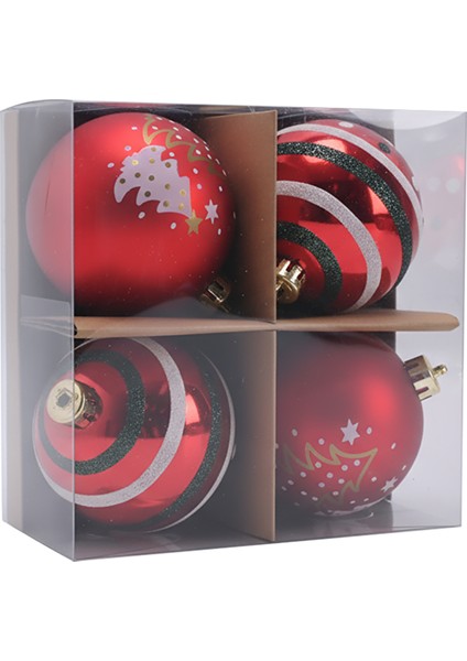 New Year Yılbaşı Reddish 4 Parça Ağaç Süsü Seti modelleri