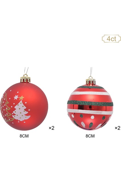 New Year Yılbaşı Reddish 4 Parça Ağaç Süsü Seti fırsatları