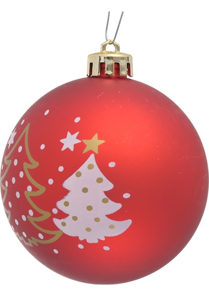 New Year Yılbaşı Reddish 4 Parça Ağaç Süsü Seti