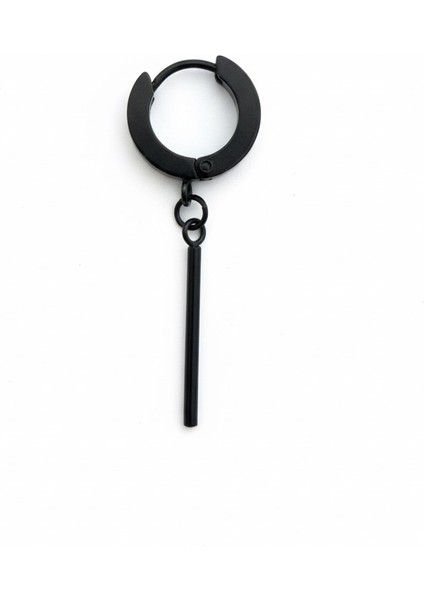 Çubuk Figürlü Çelik Halka Küpe Siyah Unisex fiyatları