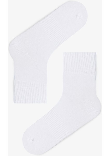 Beyaz Erkek Pamuklu Rahat Bilek Lastikli Basic Soket Çorap