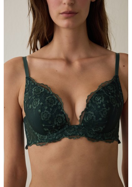 Koyu Yeşil Intense Push Up Broderie Sütyen fiyatları
