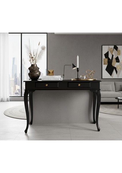 110 cm Masif Çekmeceli Lükens Siyah Dresuar