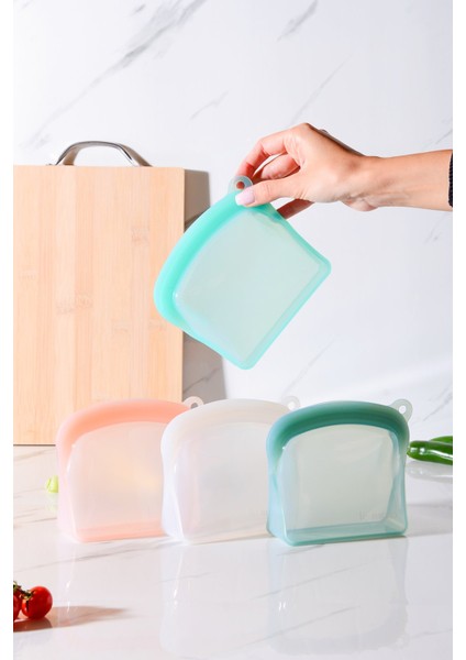 Sheer Hava Sızdırmaz Kilitli Silikon Saklama Torbası 300 ml | Yeşil fiyatları