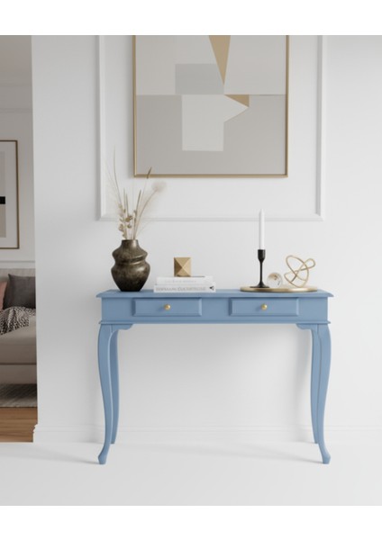 110 cm Masif Çekmeceli Lükens Açık Mavi Dresuar