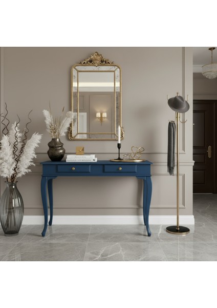 110 cm Masif Çekmeceli Lükens Mavi Dresuar