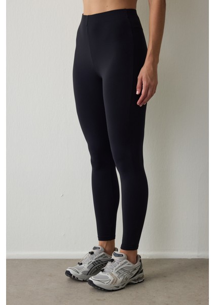 Siyah Sıcak Tutan Termal Etkili Yüksek Bel Tayt