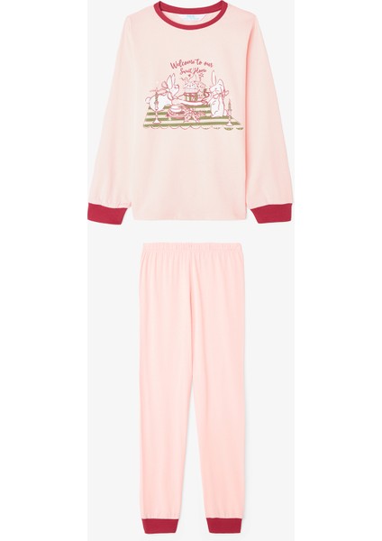 Kız Çocuk Friendmass Yiyecek Desenli Uzun Kollu Pamuklu 2'li Pijama Takımı fiyatları