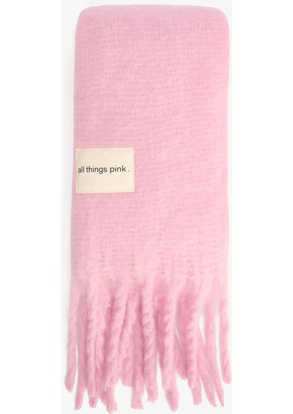 Şeker Pembe Pera Yumuşak Dokulu Atkı