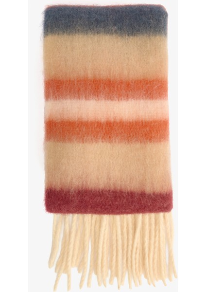 Renkli Alba Çizgili Yumuşak Dokulu Atkı