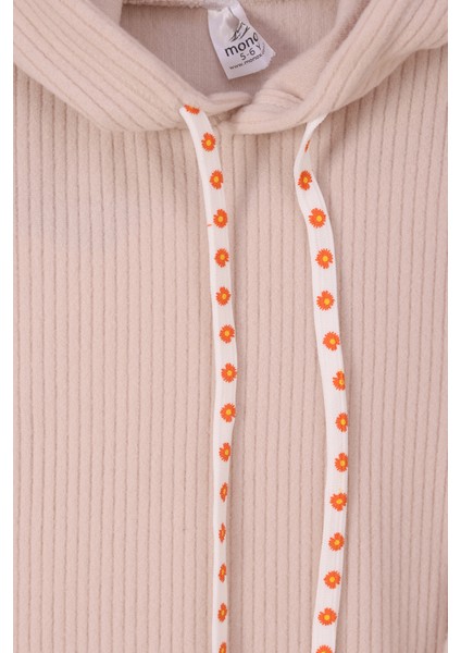 Kız Çocuk Çiçek Baskılı Ipli Şeritli Pantolon Fitilli Polar Takım modelleri