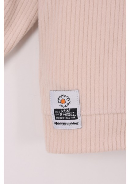 Kız Çocuk Çiçek Baskılı Ipli Şeritli Pantolon Fitilli Polar Takım