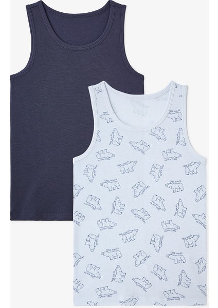 Erkek Çocuk Ayı Desenli 2'li Atlet