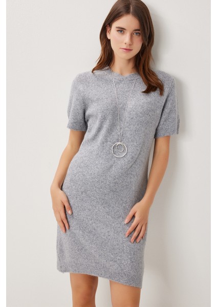Yün Karışımlı Basic Triko Elbise LAN0084 Gri fiyatları
