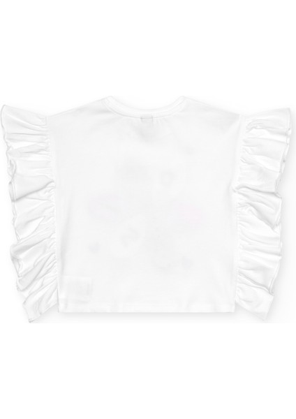 03-06 Yaş Kız Çocuk Çiçekli T-Shirt - Beyaz fırsatları