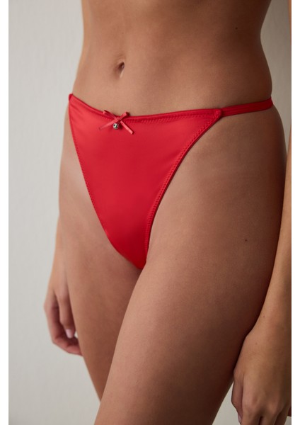 Kırmızı Satin Lace Brazilian Külot