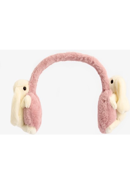 Pembe Kız Çocuk Tavşan Kulaklı Yumuşak Dokulu Kulaklık
