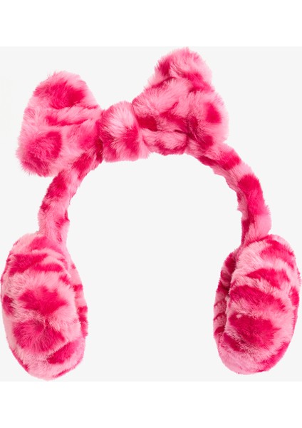 Kız Çocuk Leopar Desenli Fiyonk Detaylı Kulaklık