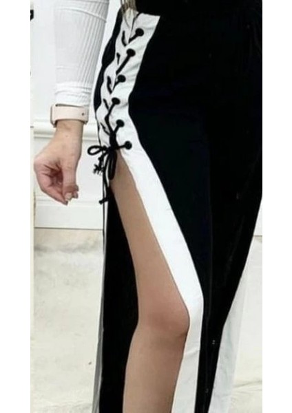 Mdb Kadın Yüksek Bel Yandan Çapraz Bağcıklı Yırtmaçlı Viskon Iki Iplik Pantolon fiyatları