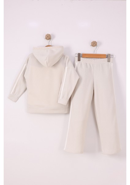 Kız Çocuk Çiçek Baskılı Ipli Şeritli Pantolon Fitilli Polar Takım fiyatları