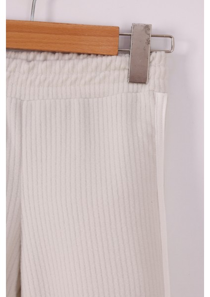 Kız Çocuk Çiçek Baskılı Ipli Şeritli Pantolon Fitilli Polar Takım