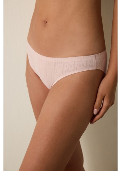 Gül Kurusu Pointel Görünümlü Lazer Kesim İz Yapmayan Slip Külot