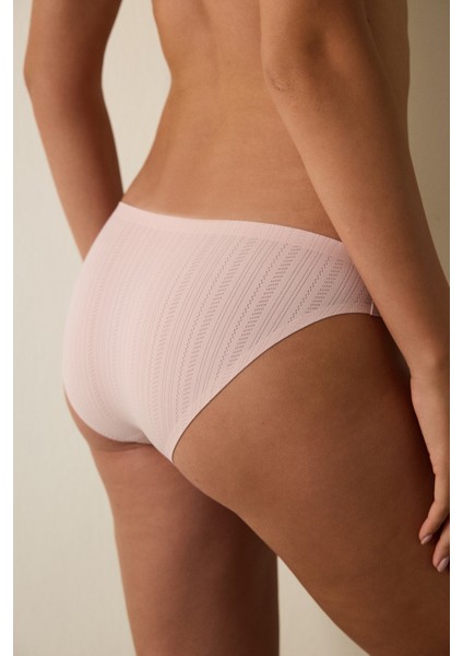 Gül Kurusu Pointel Görünümlü Lazer Kesim İz Yapmayan Slip Külot fiyatları