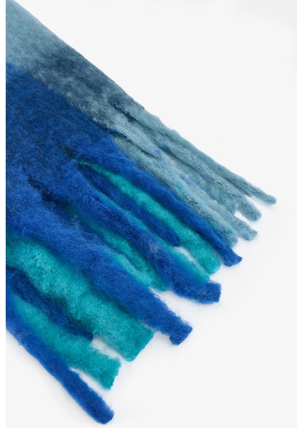 Mavi Gia Çizgili Yumuşak Dokulu Atkı modelleri