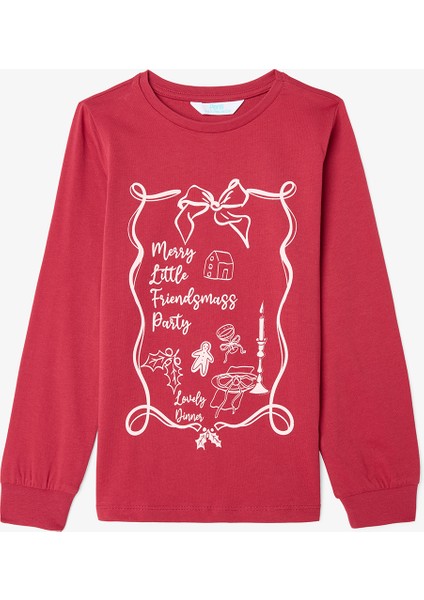 Kız Çocuk Friendmass Yiyecek Desenli Uzun Kollu Pamuklu 2'li Pijama Takımı