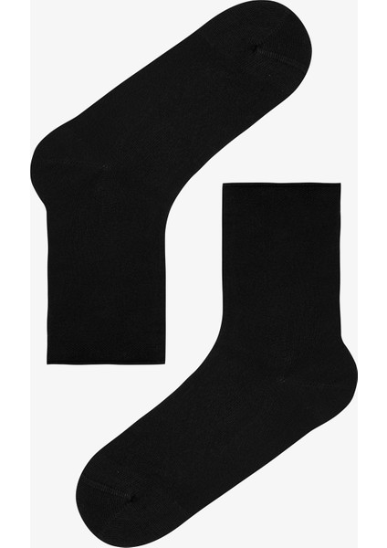 Siyah Rahat Bilek Lastikli Bambu Soket Çorap