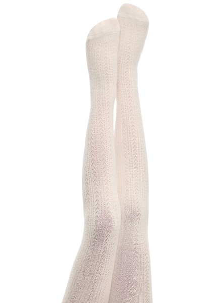 Marshmallow Kız Çocuk Balıksırtı Desenli Triko 100 Denye Külotlu Çorap