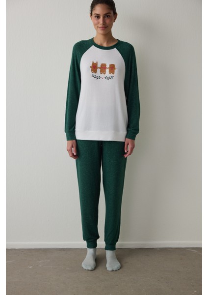 Koyu Yeşil Gingerbread Termal Etkili Pijama Altı