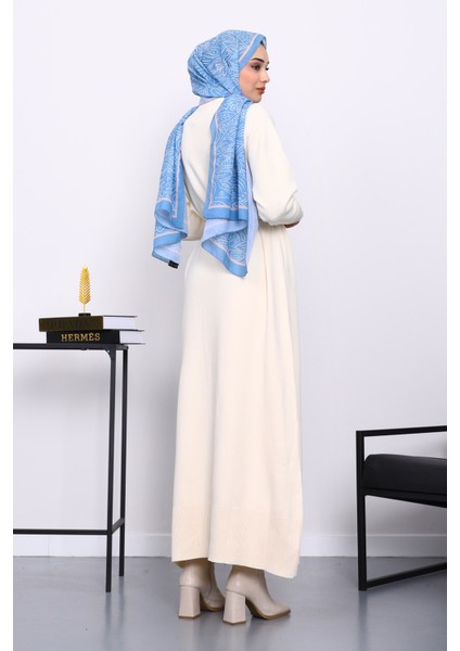 Krem Bisiklet Yaka Triko Elbise fırsatları