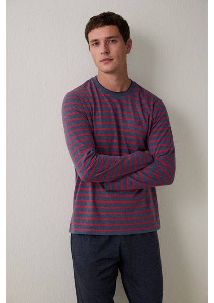 Kırmızı Erkek Çizgili Jogger Pijama Takımı fırsatları