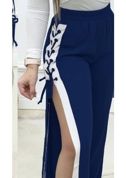 Mdb Kadın Yüksek Bel Yandan Çapraz Bağcıklı Yırtmaçlı Viskon Iki Iplik Pantolon fiyatları