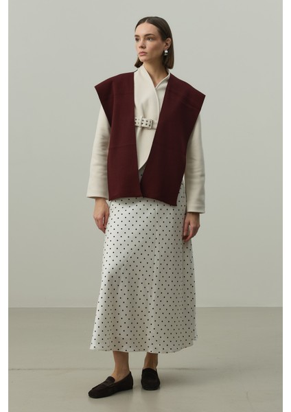 Kare Parçalı Atkı Koyu Bordo