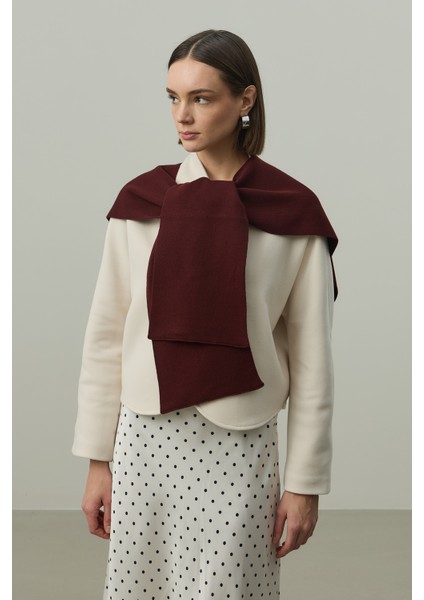 Kare Parçalı Atkı Koyu Bordo modelleri